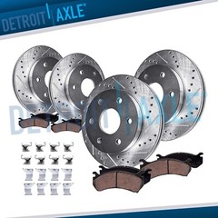 Front Rear Drilled Slotted Disc Rotors Brake Pads for 2016-2023 Nissan Titan XD
