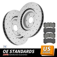 380mm Front Drilled Rotors Ceramic Brake Pads for Jeep Grand Cherokee 6.2L, 6.4L