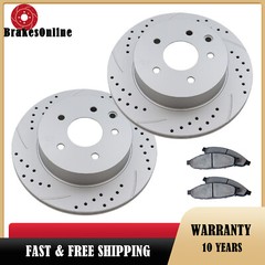 Rear Brake Rotors Pads Kit fit for Nissan Rouge Leaf 2011-2020 Slotted Brakes
