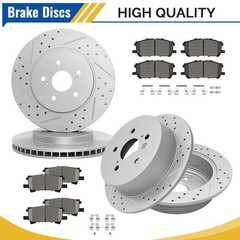 Front Rear Drilled Rotor Brake Pads for Lexus RX330 RX350 RX400h Toyota Highland