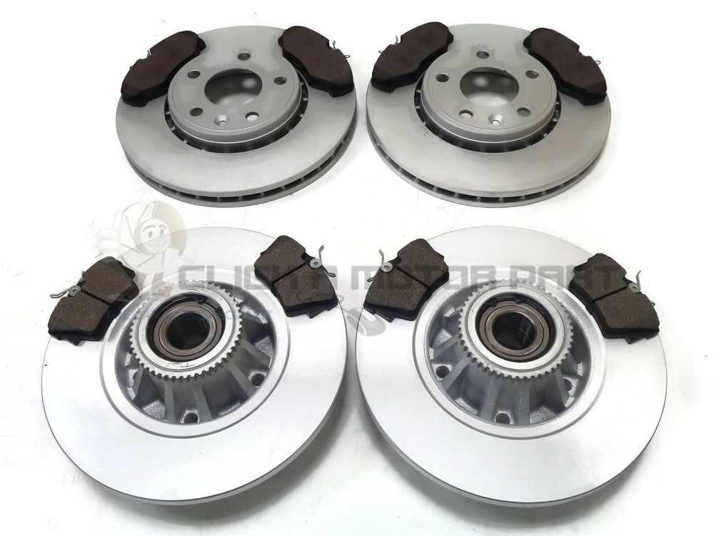 RENAULT TRAFIC FRONT & REAR BRAKE DISCS PADS ABS RINGS & FITTED WHEEL BEARING