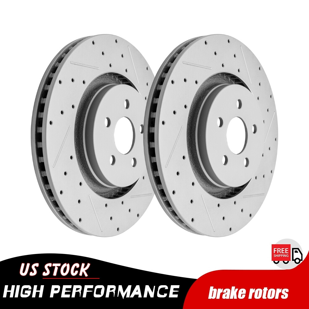 Front Drilled Disc Brake Rotors Pair for Lincoln Nautilus MKZ MKX Continental