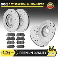Front and Rear Drilled Disc Rotors Ceramic Brake Pads for 2015-2017 Chrysler 200
