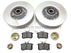 RENUALT MEGANE MK2 SALOON 02-08 REAR BRAKE DISCS PADS WHEEL BEARINGS ABS RINGS