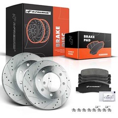 A-Premium Front Drilled Rotors &Ceramic Brake Pads for Ford F-250 F-350 Super