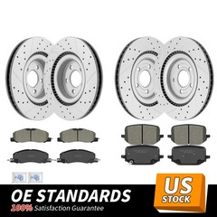 Front Rear Drilled Disc Rotors Ceramic Brake Pads for 2020- 2025 Lincoln Aviator