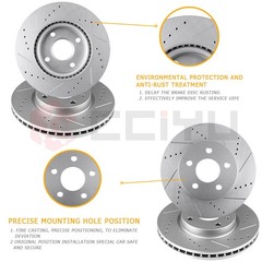 Fits Honda Pilot 2009-2015 Front Drilled & Slotted Brake Rotors + Ceramic Pads
