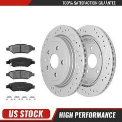 For 2010 2011-2015 Chevy Camaro Cadillac CTS Rear Drilled Disc Rotors Brake Pads