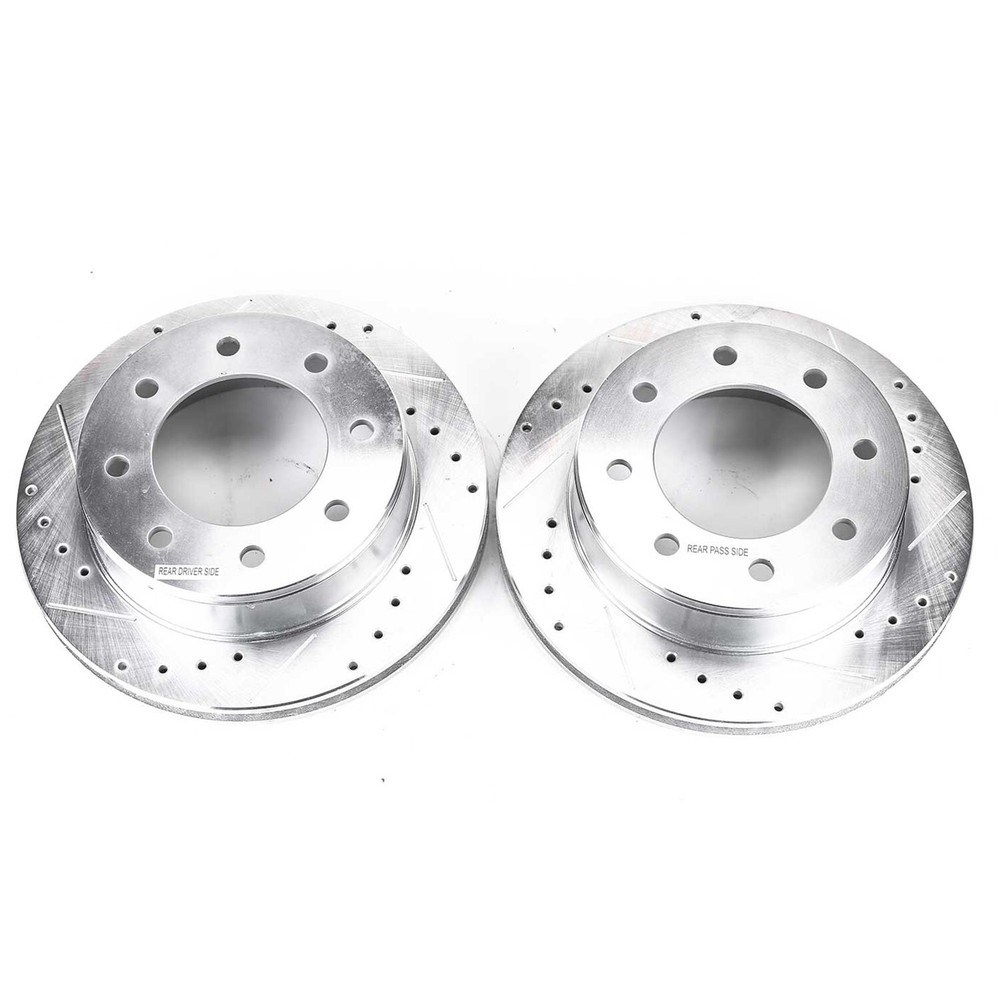 Power Stop – Rear Drilled, Slotted and Zinc Plated Brake Rotor Pair for Express