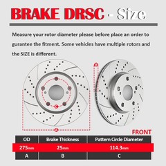 5 Lugs Front Brake Rotors Brake Pads Kits for Toyota RAV4 Pirus V Lexus HS250H