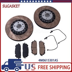 For Audi A6 A8 Q7 Q8 (17-21)Set of 2 Front 375mm Vented Brake Disc Rotors & Pads