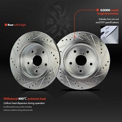 Rear Driver & Passenger Drilled Brake Rotor Brake Pad for Subaru Legacy Outback
