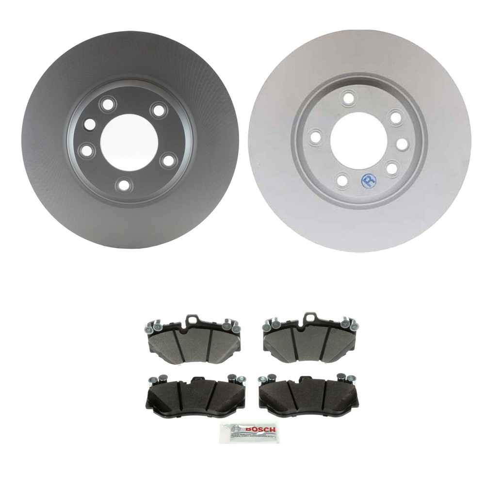 SHW Front Rotors Bosch Quietcast Semi-Met Disc Brake Pad Kit For Cayenne AWD 18″
