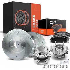 Front Drilled Rotor & Brake Pad + Wheel Hub Bearing for INFINITI 370Z G35 QX70