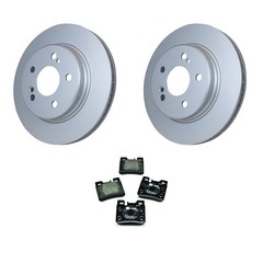 Hella Rear Rotors Low-Met Disc Brake Pad Kit For W202 C36 W124 400E E420 Sedan