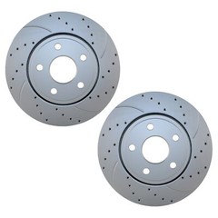 Bison Performance Pair Front Coat Drilled 330mm Brake Disc Rotors for Dodge Jeep