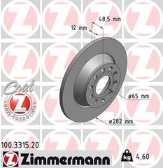 Zimmermann 100.3315.20 Standard Coat Z Disc Brake Rotor