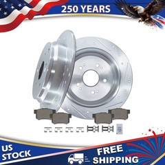 12.01″ Rear Drilled Brake Rotors Ceramic Brake Pads for Honda CR-V 2005-2016