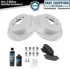 Performance Drilled & Slotted Brake Rotor & Ceramic Pad Rear Kit w/Chemicals