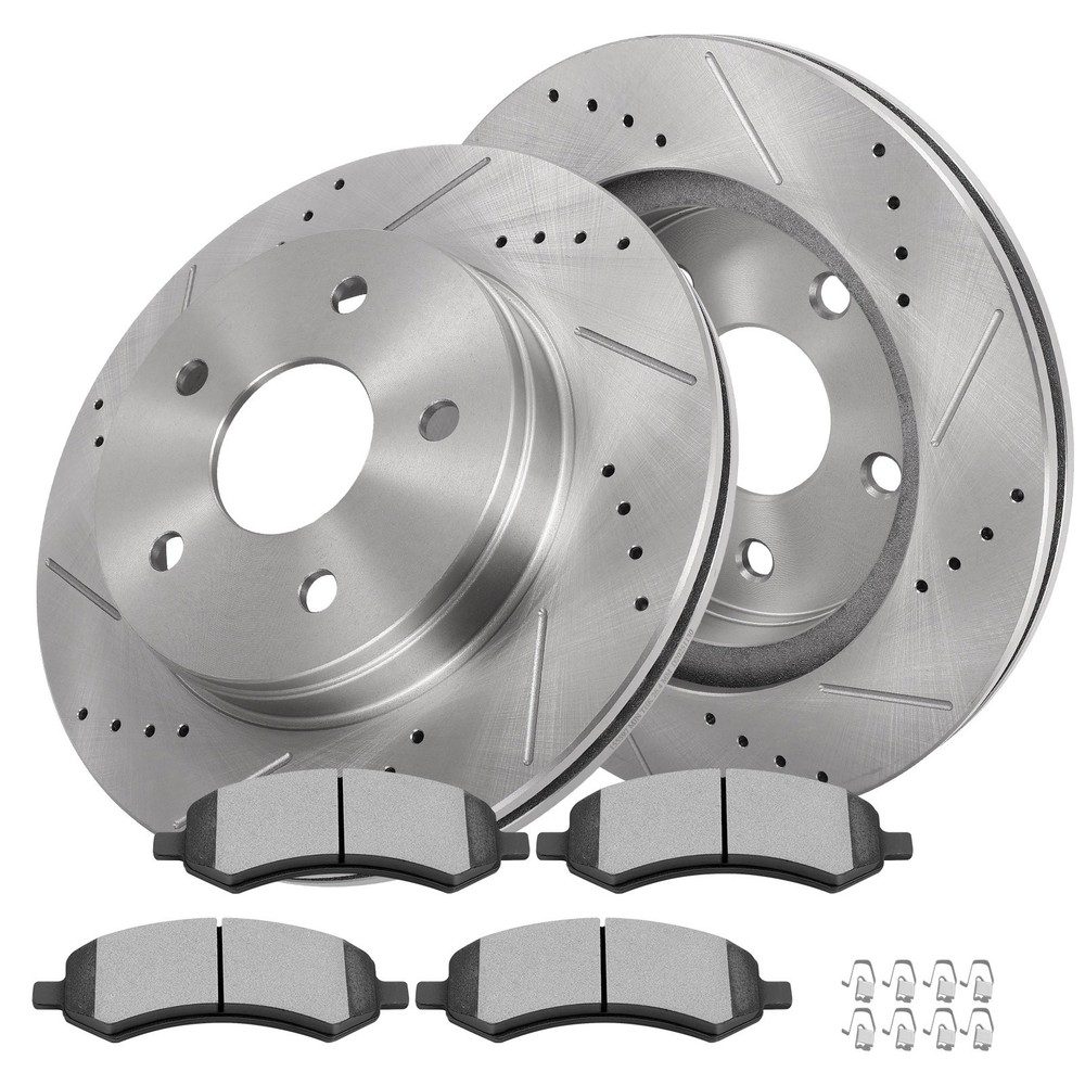 Front Drill Brake Rotors Pads For Dodge Ram 1500 2006-2010 2WD 4WD 5 Lug Models