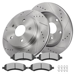 Front Drill Brake Rotors Pads For Dodge Ram 1500 2006-2010 2WD 4WD 5 Lug Models