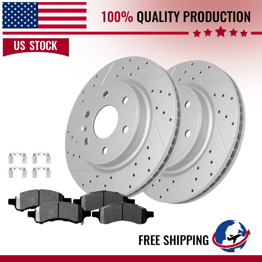 Front Drilled Disc Brake Rotors Ceramic Pads For GMC Acadia Limited 2007 -2017