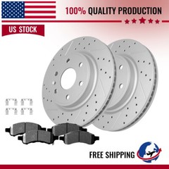 Front Drilled Disc Brake Rotors Ceramic Pads For GMC Acadia Limited 2007 -2017