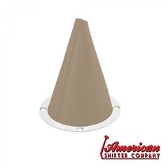 Tan Vertical Shifter or Emergency Brake Boot with Round Polished Trim Ring