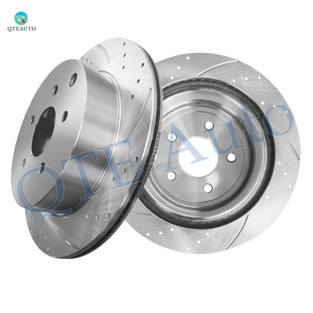 Rear 308mm Drilled Slotted Brake Disc Rotors For 2014-2017 Infiniti QX70