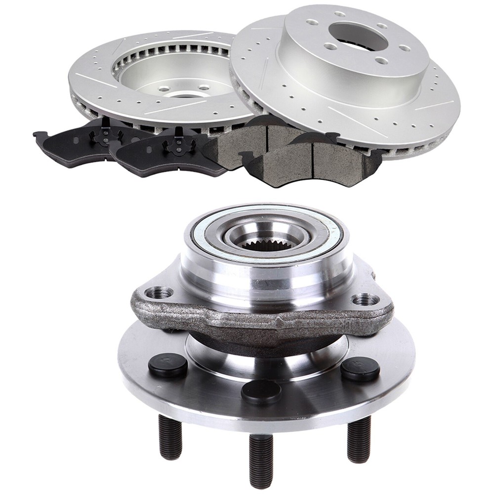 Front Brake Rotors + Ceramic Pads Bearing For 97-02 Dodge Dakota 98-02 Durango