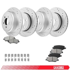 Front Rear Drilled Rotors Ceramic Brake Pads for 08-12 Jeep Liberty Dodge Nitro