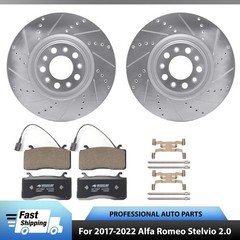 Front Brake Pads & Drilled Rotors For 2017-2020 2021 2022 Alfa Romeo Giulia 2.0L