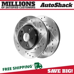 Front Drilled Brake Rotors Black Pair 2 for Chevy Equinox Malibu GMC Terrain V6