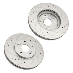 2x Front Drilled Slotted Disc Brake Rotors For 2008-2009 Honda Accord 2.4L L4