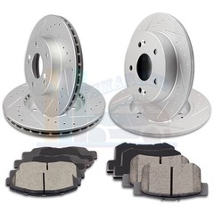2X Front & 2X Rear Discs Brake Rotors and Pads For 2010-2011 Honda Civic Drill