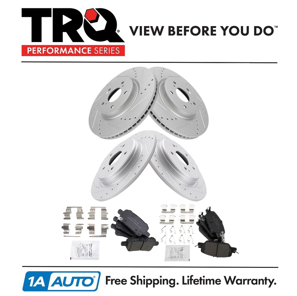 TRQ Front & Rear Posi Ceramic Brake Pad & Performance Rotor Kit for Honda CRV