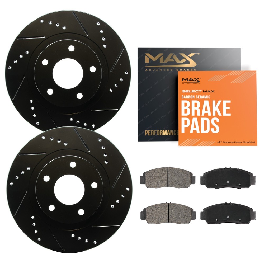 Front Drilled Slotted Rotors + Pads for 1998-1999 Dodge Dakota Durango