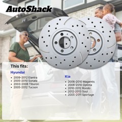 Front Drilled Coated Brake Rotors Pair 2 for Hyundai Sonata Elantra Kia Soul V6