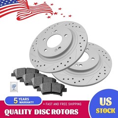 Rear Drilled Slotted Rotors Ceramic Pads for Hyundai Sonata Kia Optima Soul