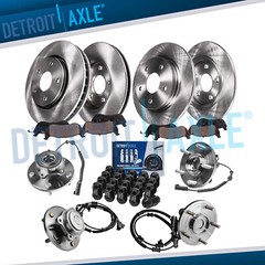 Front Rear Brake Rotors Pads Wheel Hubs w/20pc Lug Nuts for Grand Caravan Routan