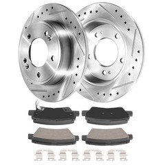 Rear Drilled Brake Rotors Brake Pads for Hyundai Veloster ELANTRA GT Kia Forte5