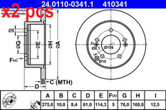 X2 PCS L&R SIDES BRAKE DISC 24.0110-0341.1