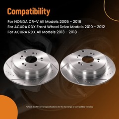 Rear Drilled Slotted Brake Rotors Ceramic Pads for Honda CR-V 2005-2016 5 Lug
