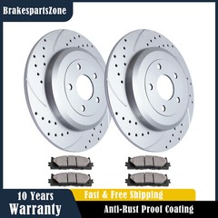 REAR Brake Rotors and Pads for Ford Taurus Lincoln MKT 2010-2019 Slotted Drilled