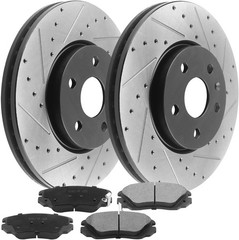Front Black E-coating Brake Rotors & Ceramic Pads for 14-18 Chevy Impala Malibu