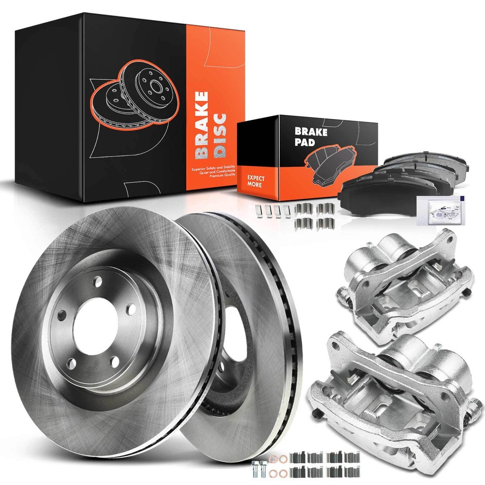 Front Disc Brake Rotors & Pads + Caliper for Ford Edge 11-14 Lincoln MKX 11-15