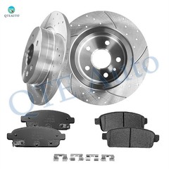 6 Rear 268mm Drilled Slotted Brake Rotors-Brake Pad To 2011-2015 Chevrolet Cruze