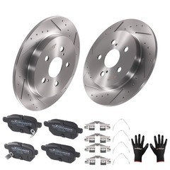 Rear Brake Rotors and Pads Set for Toyota Prius Plug-In 12-15/Lexus CT200h 11-17