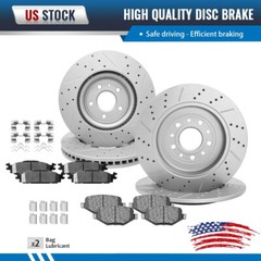 Front & Rear Drilled Disc Rotors Ceramic Brake Pads for Ford Explorer 3.5L