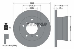 2X Textar 92137603 Rear Brake Discs 272mm Solid Fits Dodge Freightliner Mercedes
